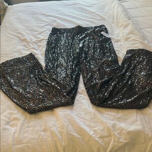 Old Navy Black Sequin Boot Flare Pants TALL